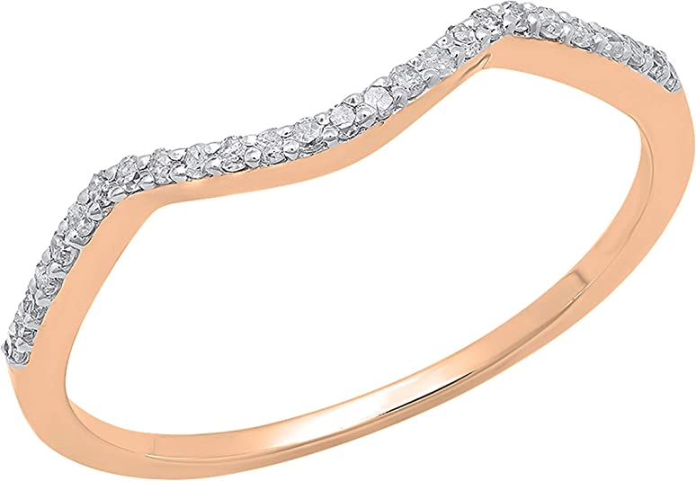 Dazzlingrock Collection 0.12 Carat (ctw) Round White Diamond Ladies Anniversary Wedding Stackable Band Guard Ring | Available In 10K/14K/18K Gold